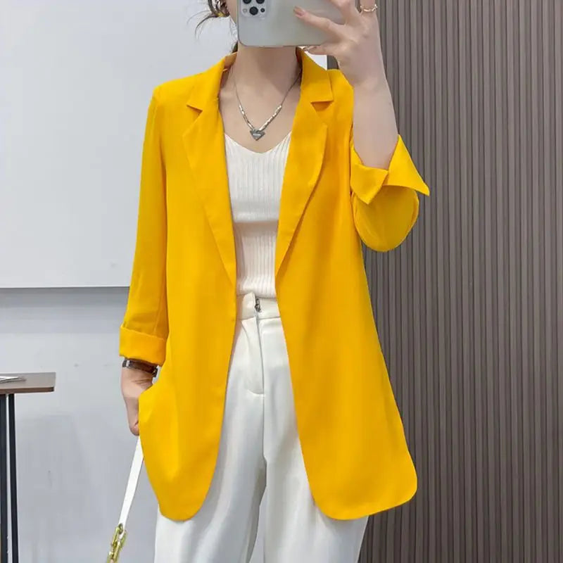 Purple Blazers Jacket for Women Fall Outfits Korean Long Trend Clothing Casual Women's Blazer Suits Tailoring 2024 Spring Coats