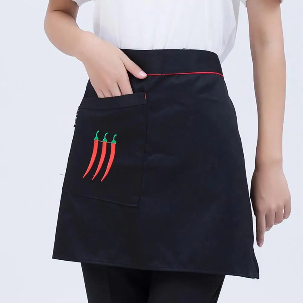 Kitchen Cooking Apron Unisex Striped Plaid Apron With Pocket Waterproof Men Women Waist Apron For Restaurant Bar Short Pinafore