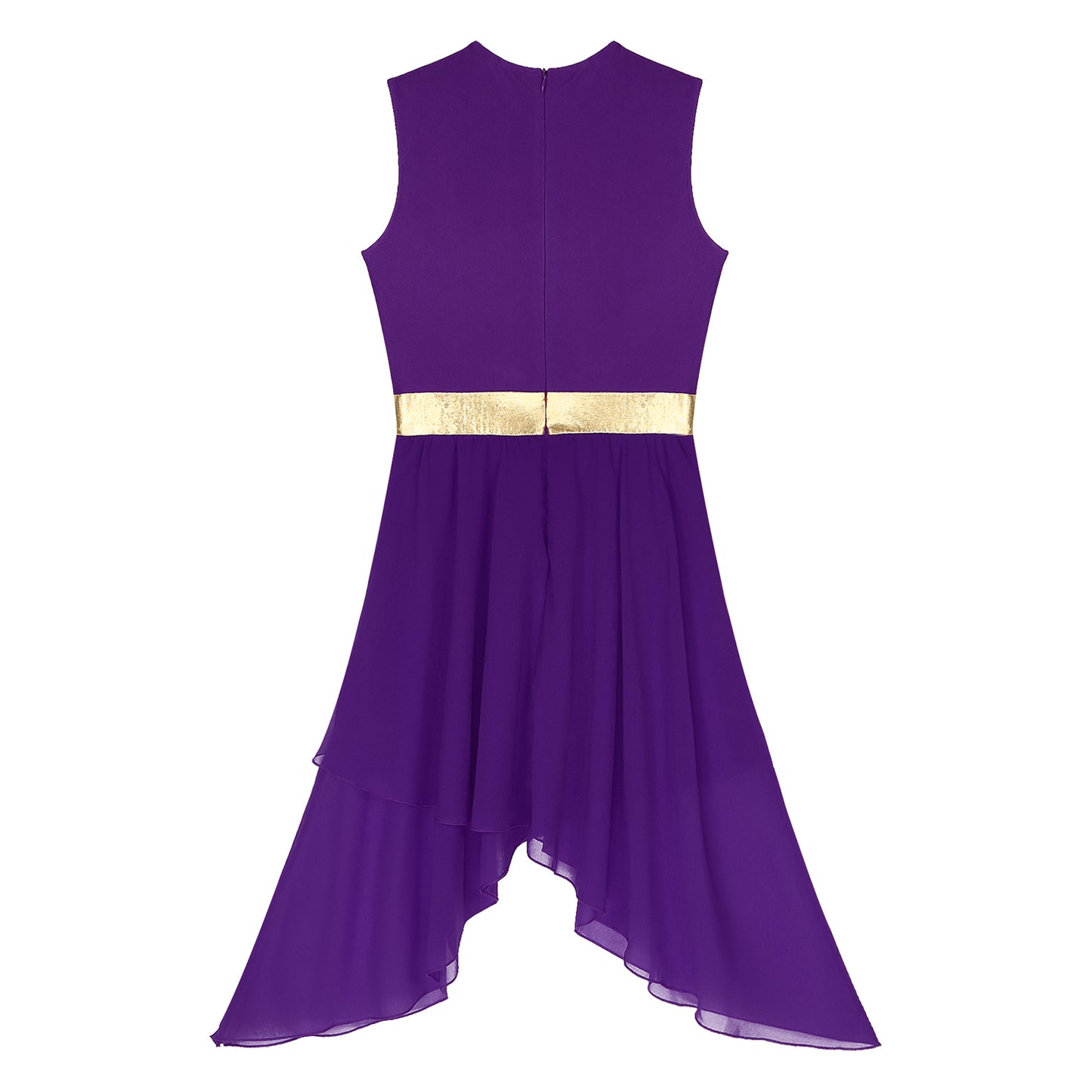 Womens Lyrical Dance Dress Ballroom Dancing Church Choir Stage Performance Costume Sleeveless Asymmetrical Hem Dresses Dancewear