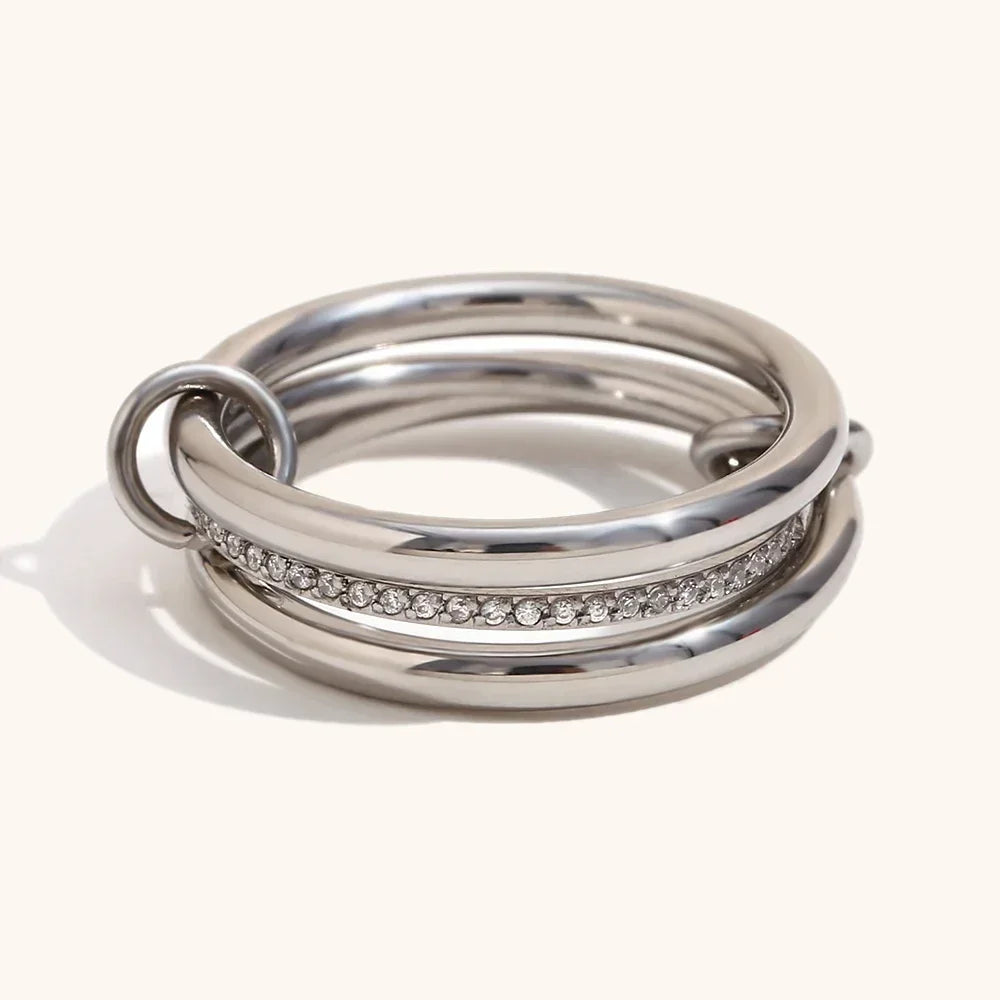 Stacking Rings Stainless Steel 3-layer Mixed Color Women's Ring New Waterproof Jewelry Party Birthday Gift