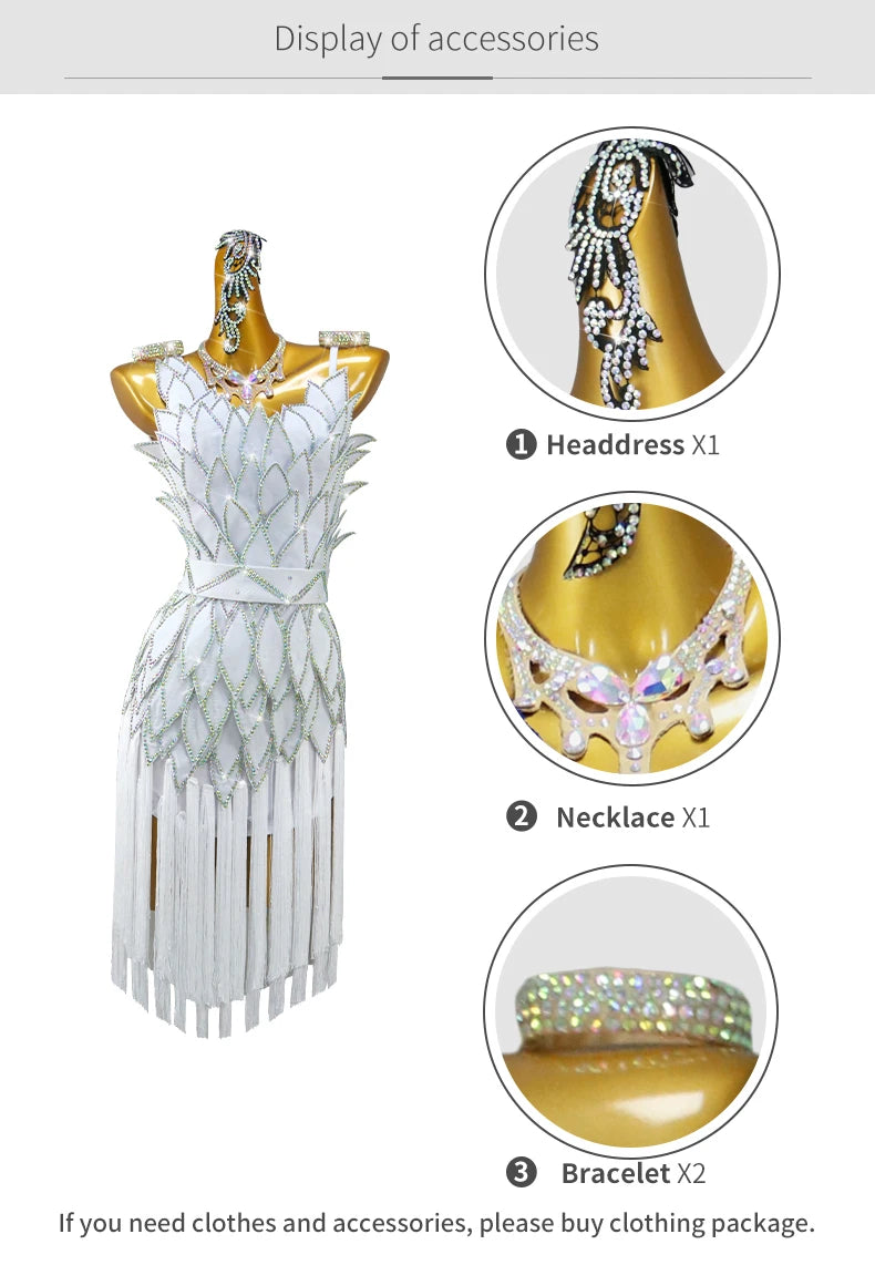 Womens Ballroom Dance Dress Dancewear Elegant Party Clothing 2025 Adult Costume Female Prom Fringed Skirt Girls Samba Stage Suit