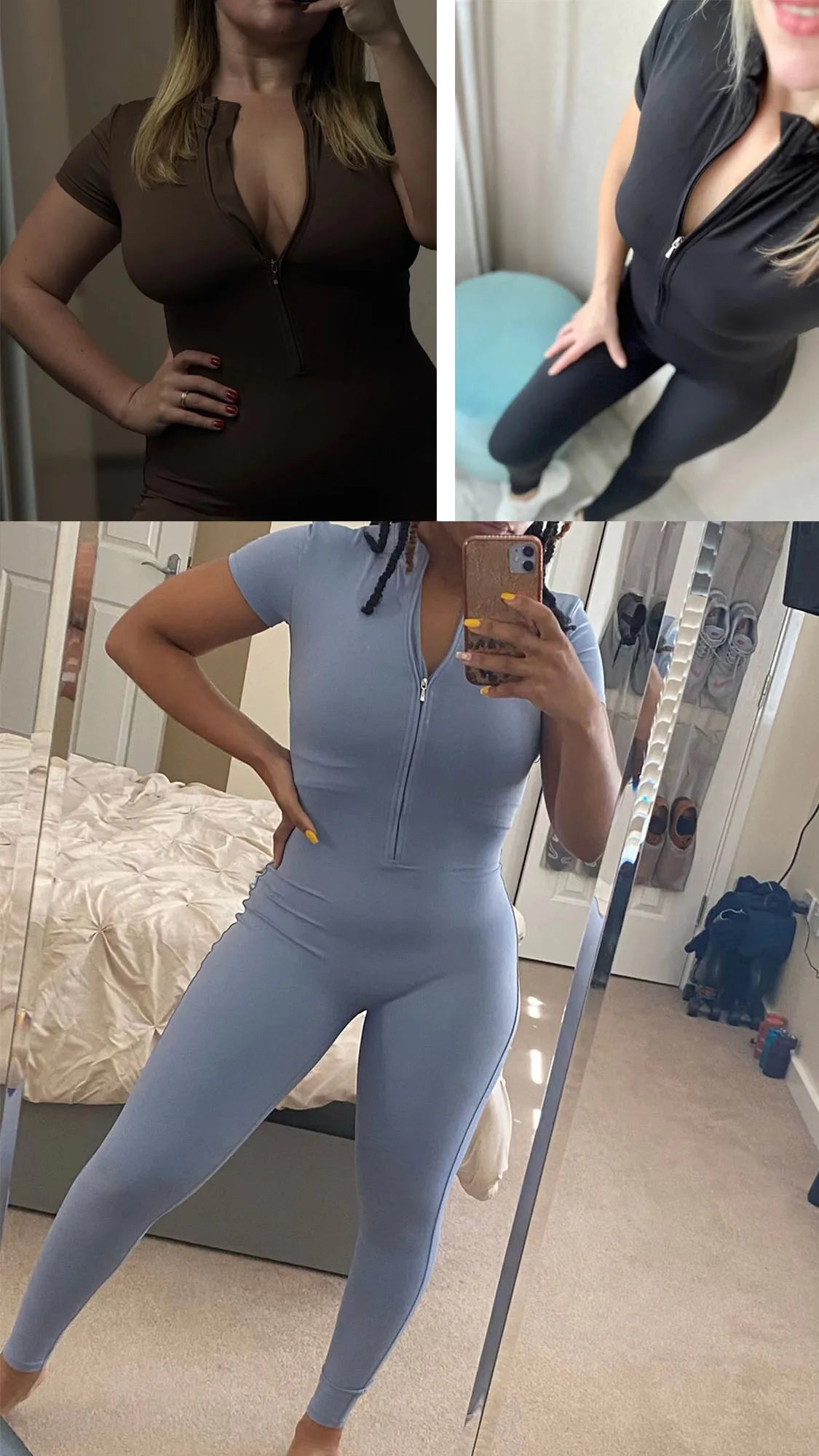 Women's High Elastic Yoga Bodysuit One-Piece Stand Collar Short Sleeve Gym Cycling Workout Sportswear