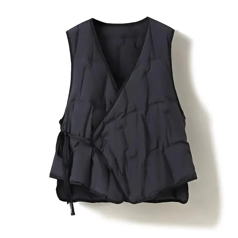 Coat Inner wear Base Liner Collarless V-neck Lightweight Belt down Jacket Cotton-padded Clothes Vest Vest Vest Outer Wear