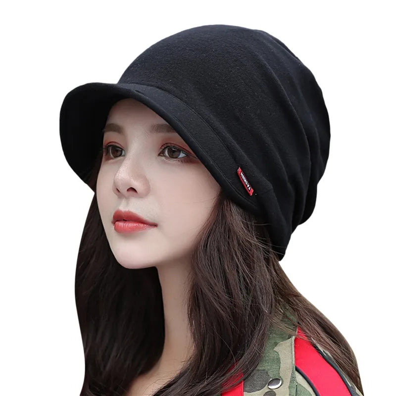 Knitted Hat Women's Autumn And Winter Head Cap Fashion Solid Color Outdoor Windproof Keep Warm Thicken Knitted Hats