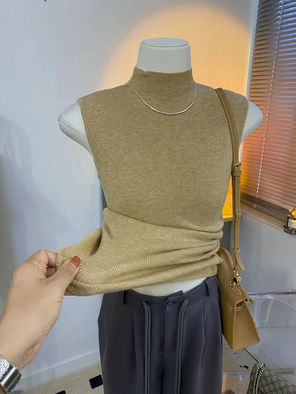 Sweater Vests Women Simple Half High Collar Fashion Autumn Basic Slim Sleeveless Sweaters All-match Ulzzang Leisure Knitting Ins