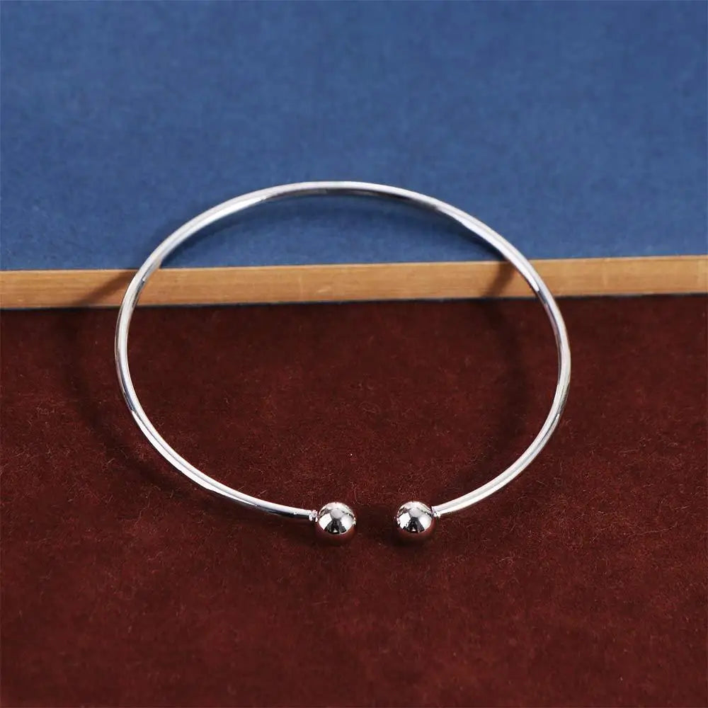 1pc Smooth Solid Bead Bracelet Cufflinks Bangles For Women Man Wedding Engagement Party Jewelry