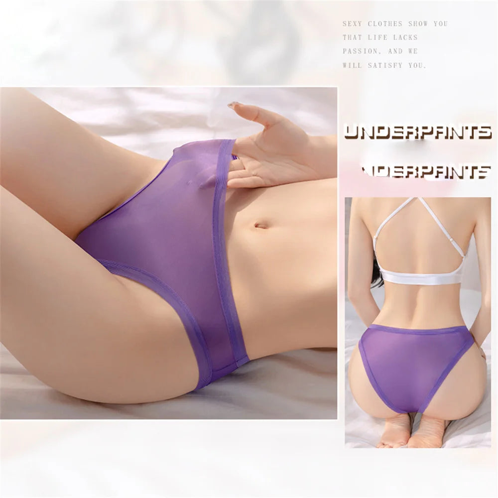 Women's Thin Transparent Panties Low Waist Sexy Briefs Breathable Naked Feeling Elastic Sheer Underwear Thong Exotic G-String