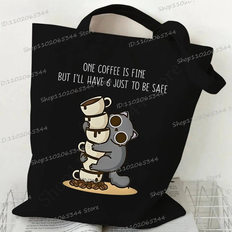 Women's Handbags Meme Cat Funny Canvas Shopping Bags Cartoon Animal Shoulder Bag Folding Reusable Tote Bags For Women Men