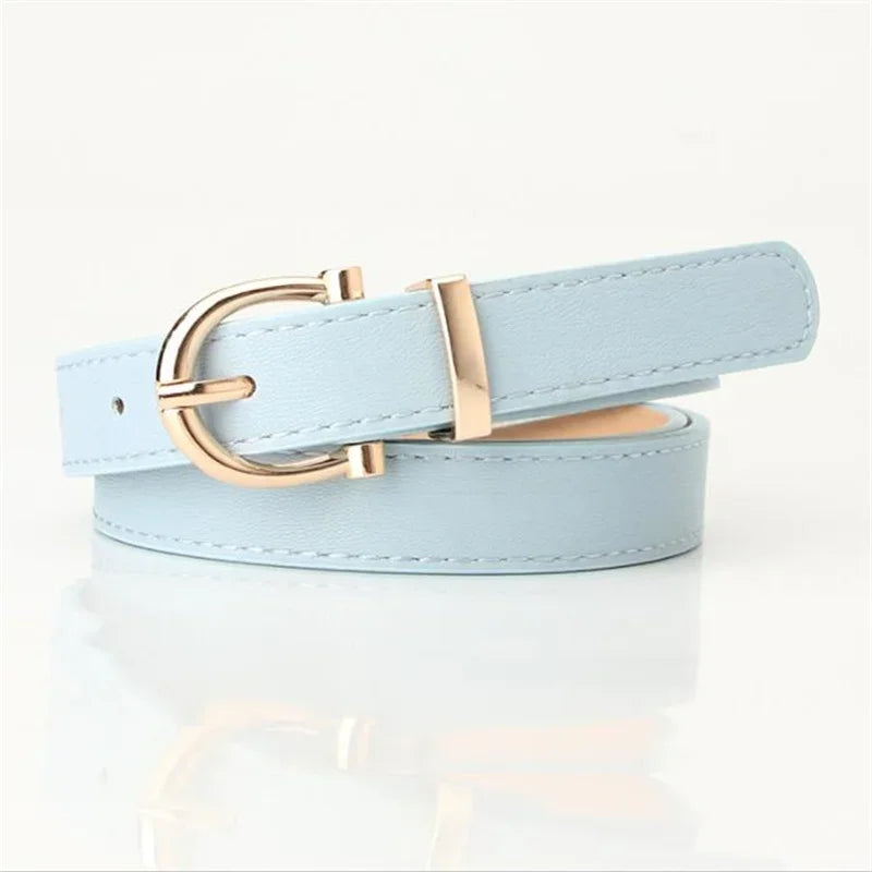 Women Belts New PU Leather Simple Metal Buckle Belt Girls Dress Jean Pants Waistband Belts for Lady Luxury Designer Brand