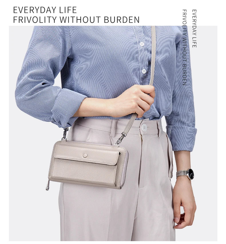 New Women Handbags Female Genuine Leather Shoulder Bags Multi Functional Large Capacity Crossbody Bags Touch Screen Phone Bag