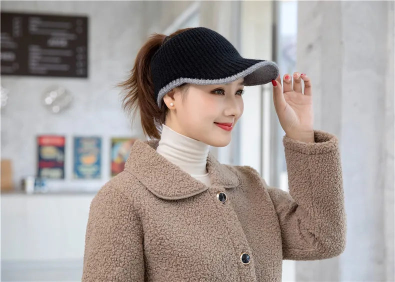 Hats For Women Autumn Winter Sports Empty Top Caps Female Knitted Warm Baseball Cap Fashion Running Golf Sun Hat