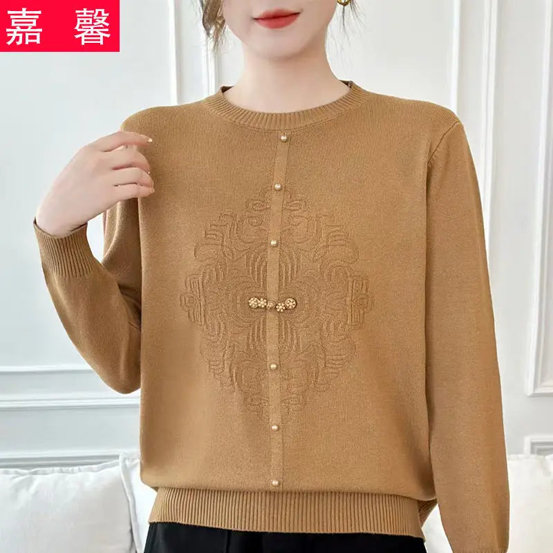 Sweater Base Women's Long-sleeved Sweater Autumn and Winter Solid Color Pullover Top