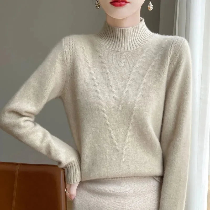 Sweater Women Knitted Sweater Turtleneck Long Sleeve Pullovers Autumn Winter Clothing Warm Jumper Tops