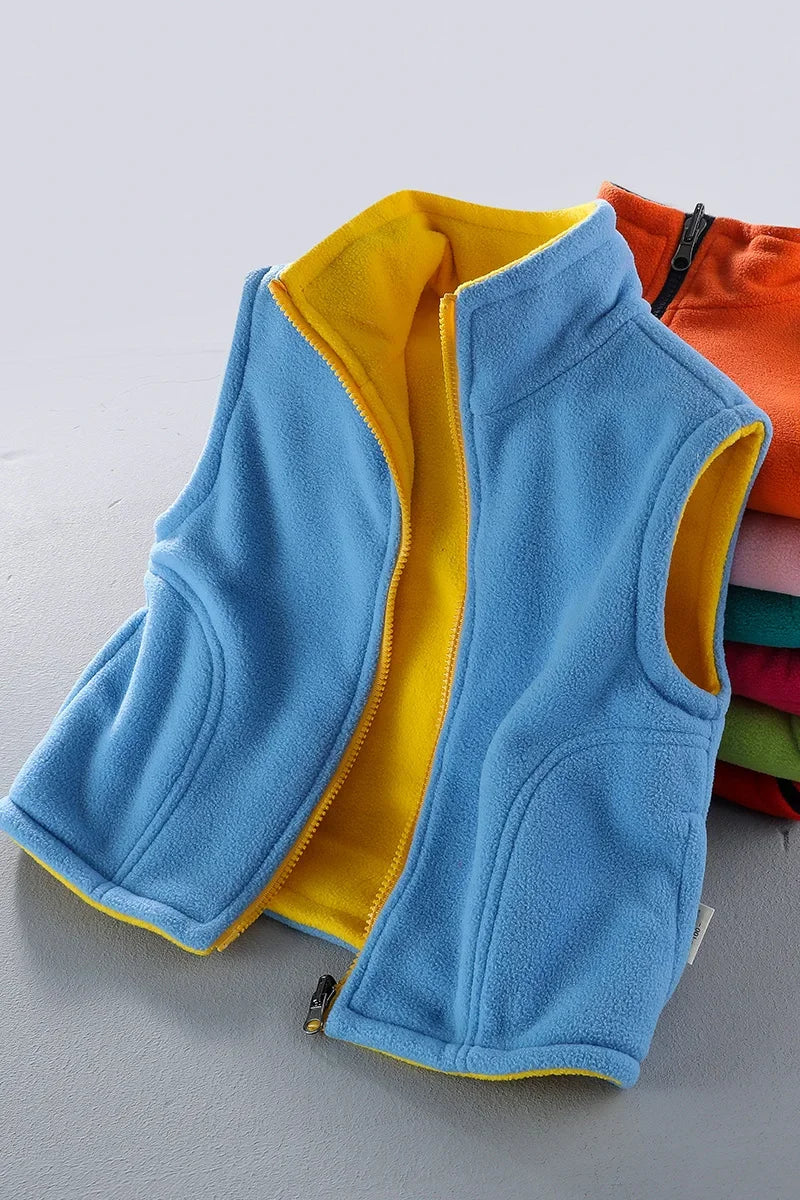 Teenager Outerwear Waistcoats Sleeveless Jackets Children's Vest for Boy Girl Polar Fleece Baby Kids Vest Warm Winter 2-12Y