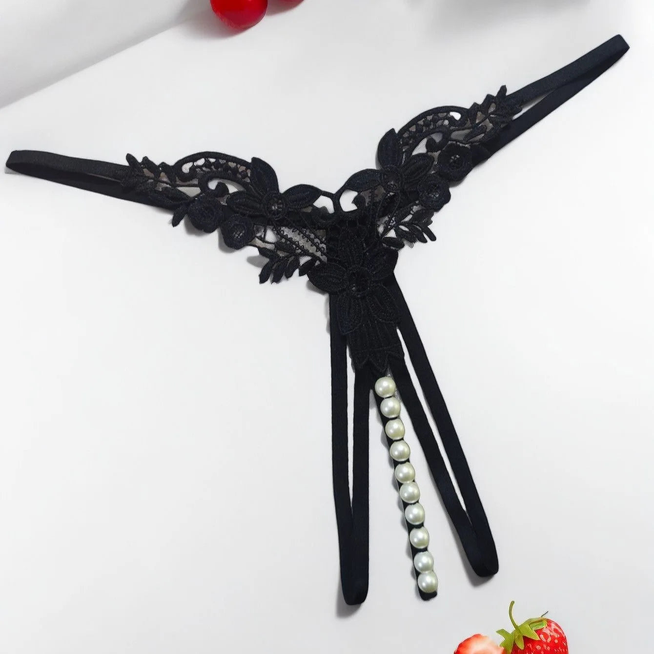 Sexy Panties,Fashionable Floral Underwear,Embroidered Sheer Crotchless Panties,Sexy Removable Thong,Rise T-Pants,Nightclub,Pool