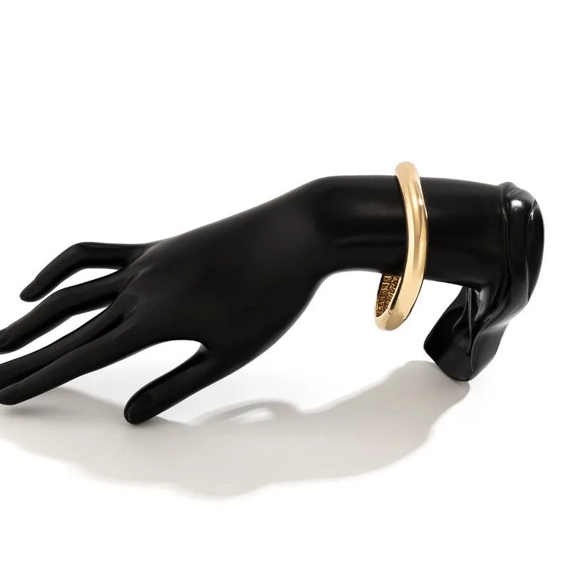 Wide Metal Bangle Ring for Women Gold and Silver Color Chunky Waterdrop Open Wrist Cuff Thick Irregular Twisted Bracelet Jewelry