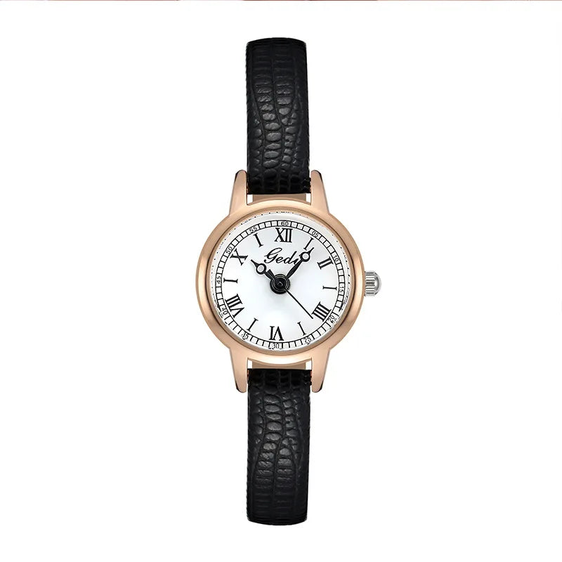 Women's Watch Retro Small Girl Student Watches Niche High End Leather Strap Waterproof Ladies Fashion Quartz Wristwatches Gift