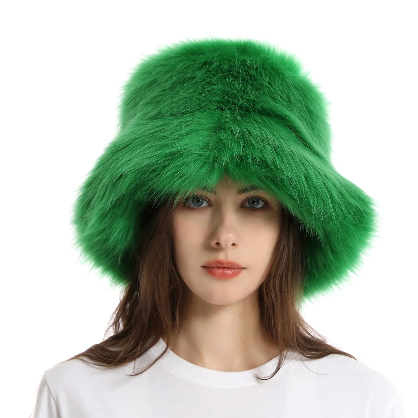 Hat Woman Winter Faux Fur Fisherman Hat Woman Versatile Warm Female Casual Party Fur Hats Women's Cap Ins Plush Bucket Hat
