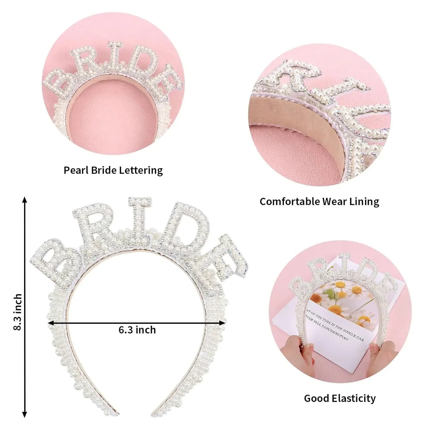 Handmade Bridal Pearl Headband BRIDE Alphabet Beads Elegant Masquerade Headdress Wedding Party Hair Accessories Photography Prop
