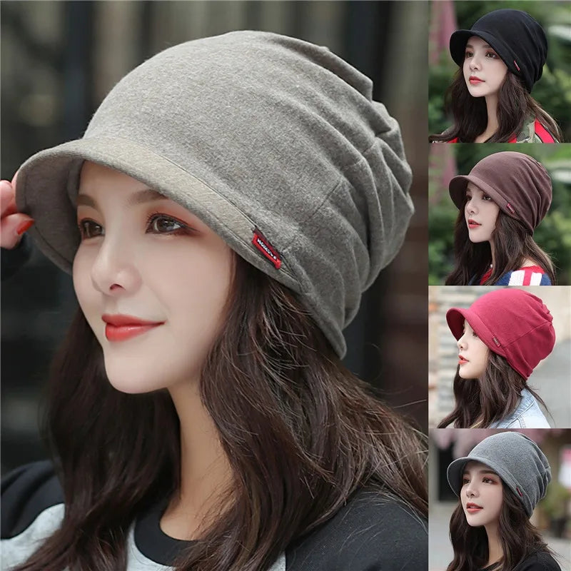 Knitted Hat Women's Autumn And Winter Head Cap Fashion Solid Color Outdoor Windproof Keep Warm Thicken Knitted Hats