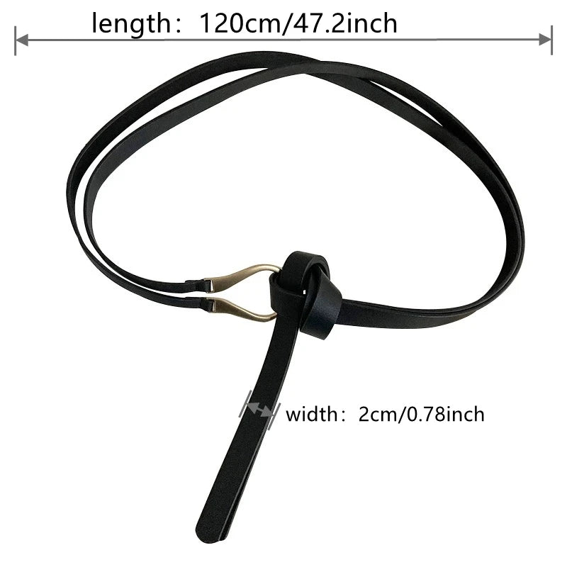 Belt ladies dress dress dress non-perforated retro simple chain burst new black leather belt