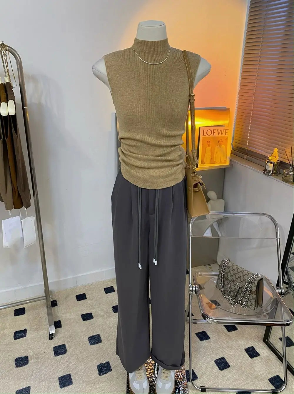 Sweater Vests Women Simple Half High Collar Fashion Autumn Basic Slim Sleeveless Sweaters All-match Ulzzang Leisure Knitting Ins