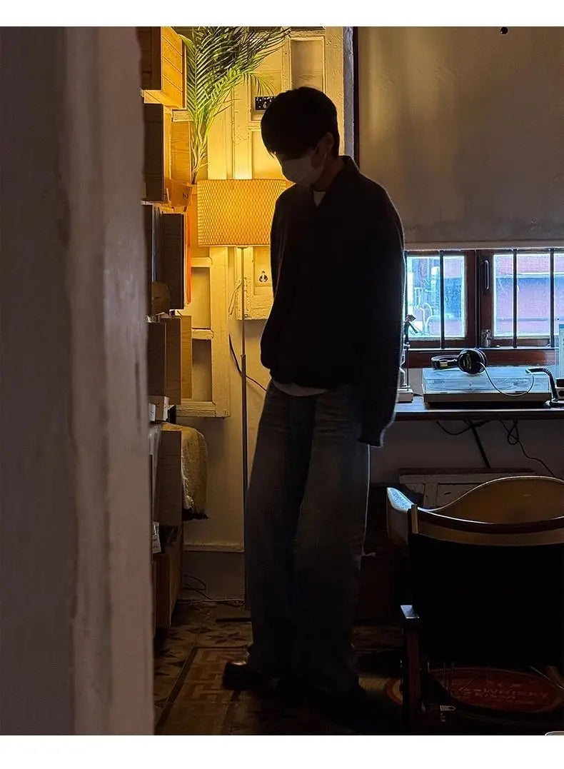 Sweater and Sweater Jacket Men's Autumn Cardigan Solid Color Versatile Relaxed Lazy and High-end Top Couple's Jacket