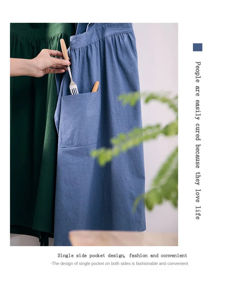 Kitchen Apron Ruffled with Pockets for Chef Gardening Cross Back Work Women with Big Pinafore Dress Baking Cooking BBQ & Grill