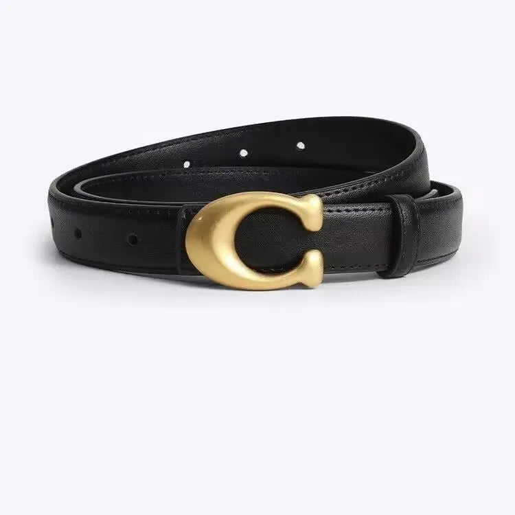 Women's belts are fashionable and versatile, jeans are decorated with belts, women's ins style, black cowhide trouser belts, sim