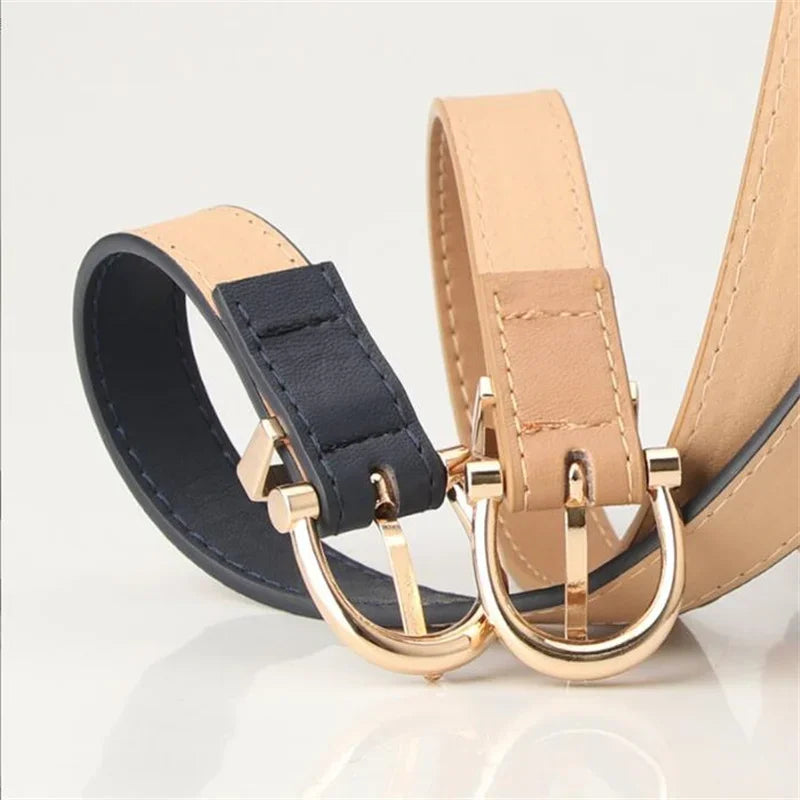 Women Belts New PU Leather Simple Metal Buckle Belt Girls Dress Jean Pants Waistband Belts for Lady Luxury Designer Brand