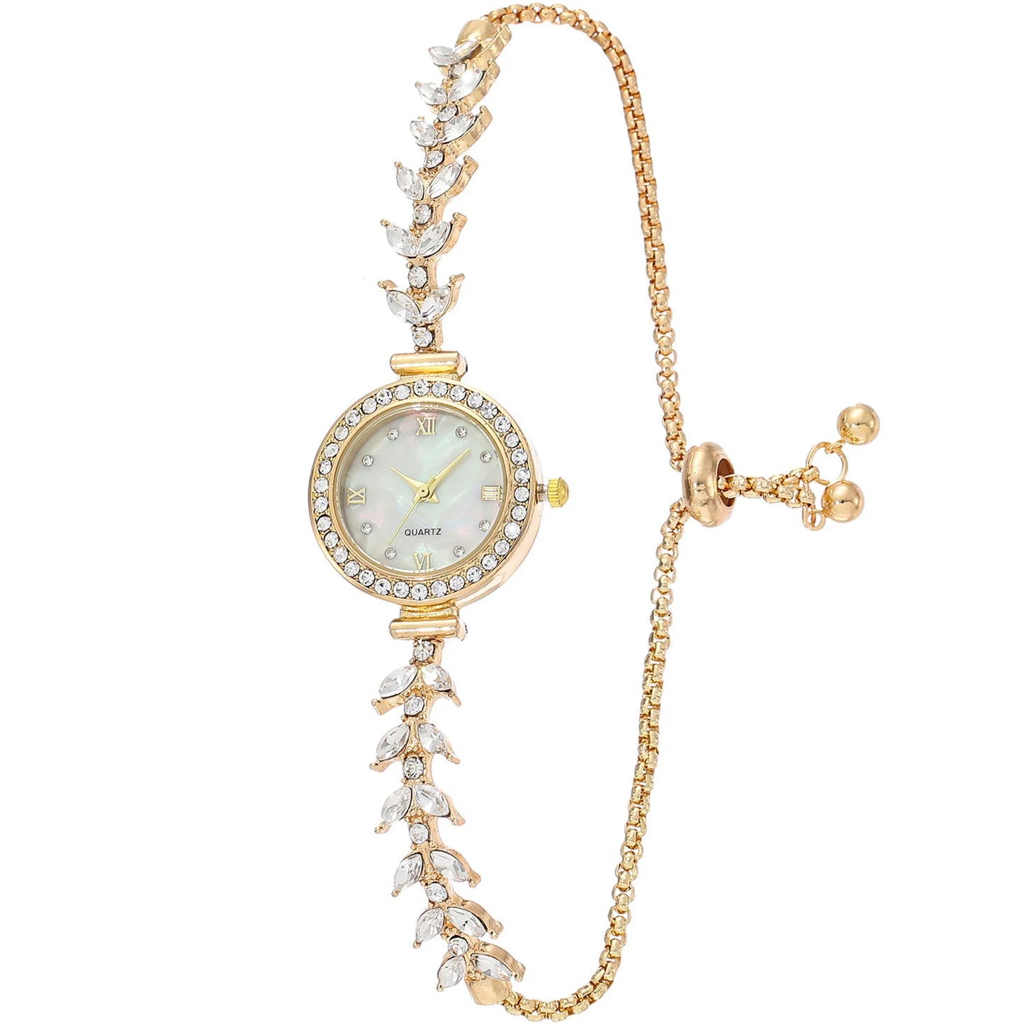 Women's Diamand Wristwatches Quartz Crystal Watch Free Adjustment Bracelet Watches for Brides Wedding Banquet Wearing