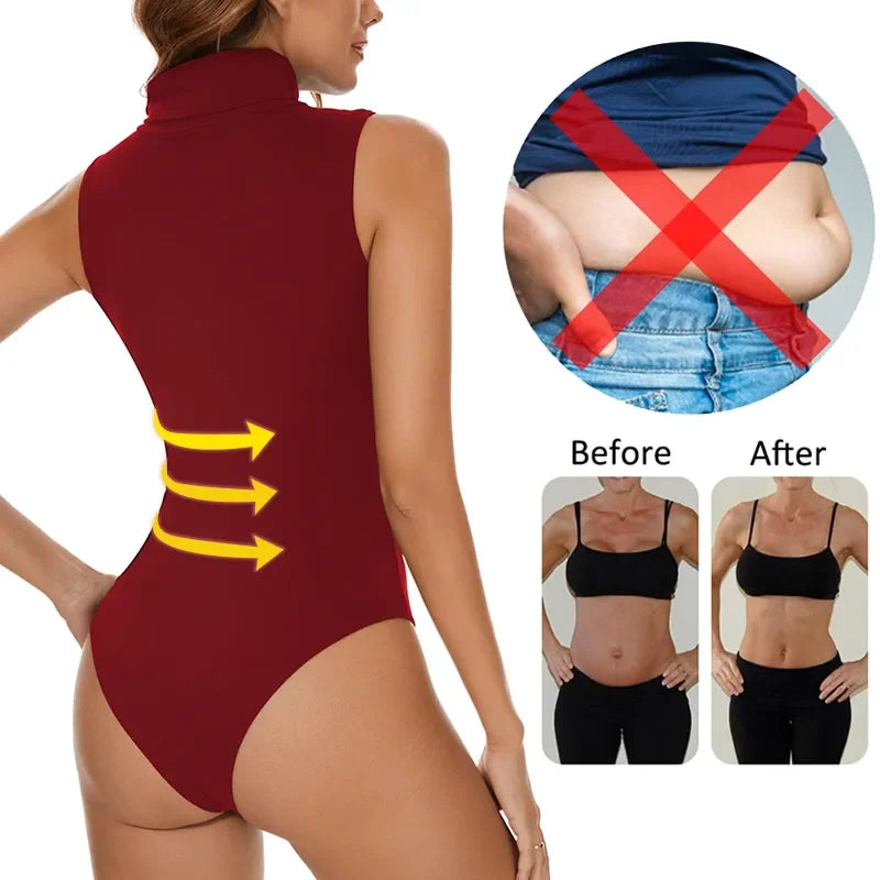 Bodysuit for Women Tummy Control New Tops Body Shaper Compression Butt Lifting Shapewear High Collar Sleeveless Bodysuits