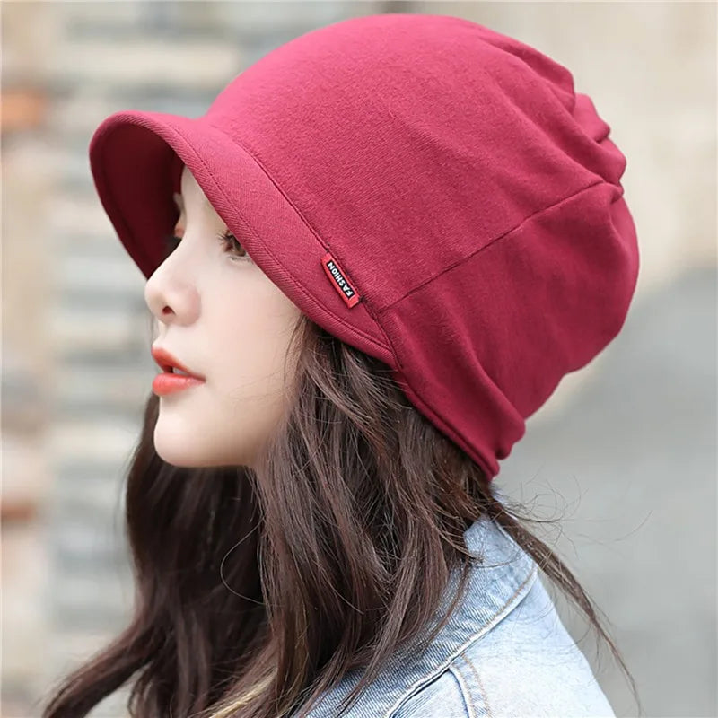 Knitted Hat Women's Autumn And Winter Head Cap Fashion Solid Color Outdoor Windproof Keep Warm Thicken Knitted Hats