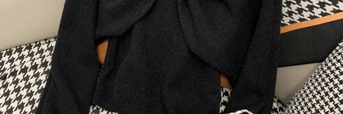 Sweater Suit for Women Two-piece 2025 Autumn New Suspender Vest Bow Long Sleeve Short Top