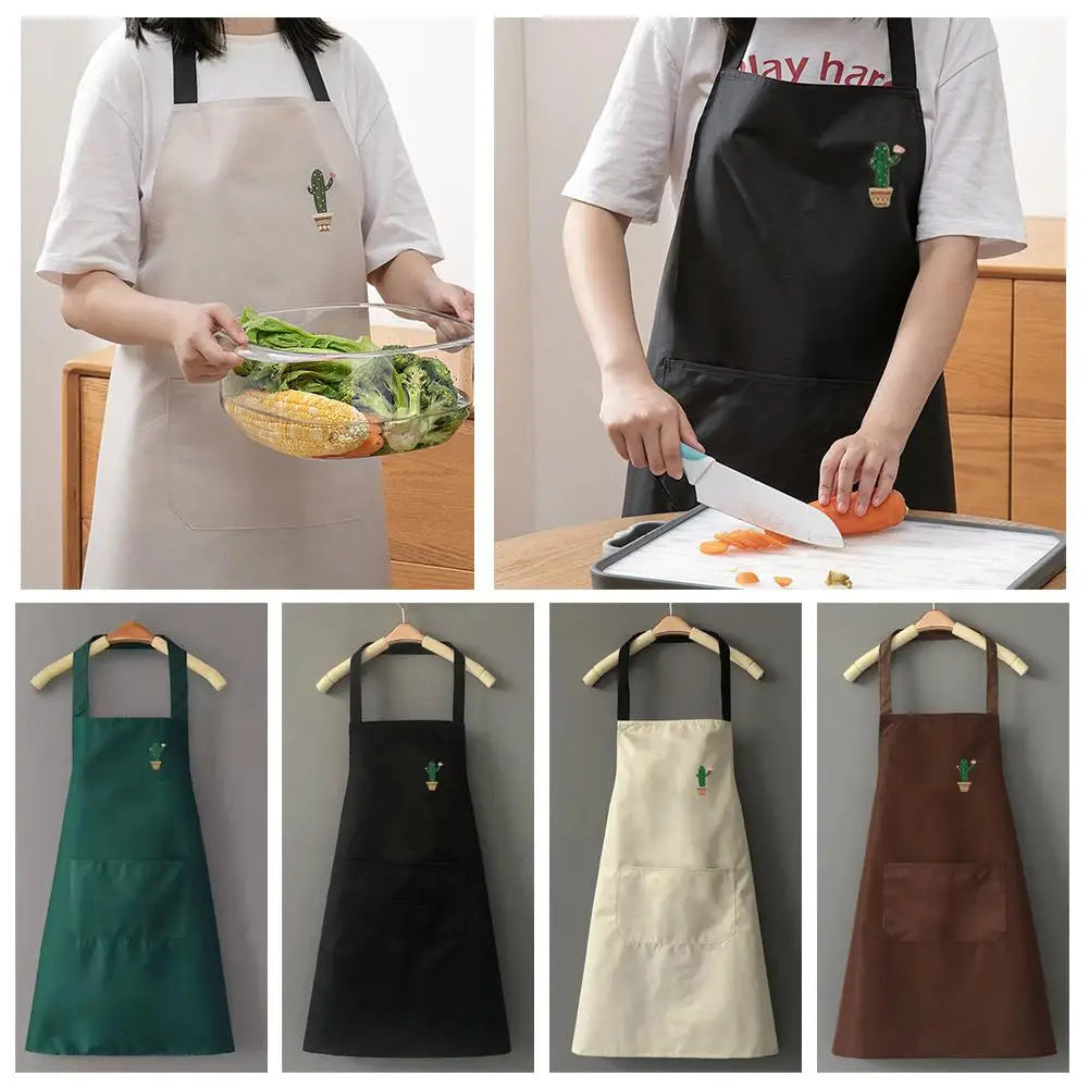 Kitchen Cooking Apron Unisex Household Solid Color Chef Waiter Barbecue Hairdresser Adult Pocket Apron Kitchen Supplies Tool