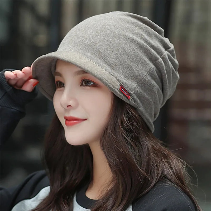 Knitted Hat Women's Autumn And Winter Head Cap Fashion Solid Color Outdoor Windproof Keep Warm Thicken Knitted Hats