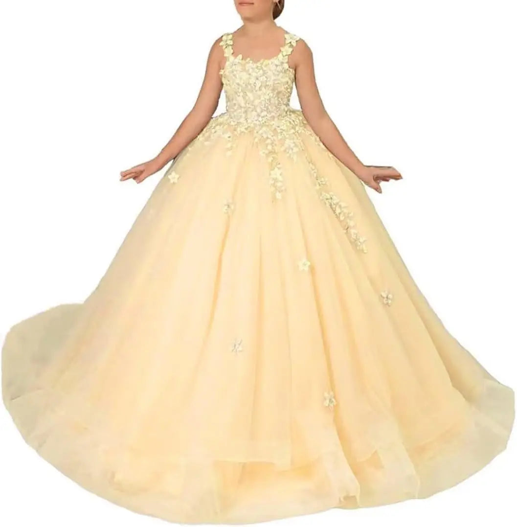 Kingbridal Flower Girl Dresses for Wedding Lace Princess First Communion Formal Dresses Tulle Pageant Ball Gowns Princess Dress