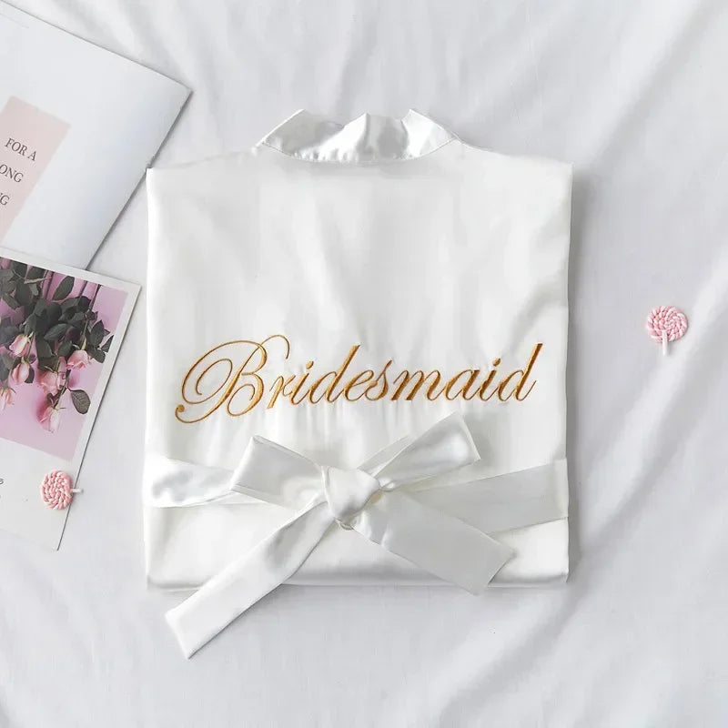 Bride To Be Dressing Gown Bridesmaid Bathrobe Team Bride Robe Wedding Decoration Bridal Shower Hen Bachelorette Party Decor