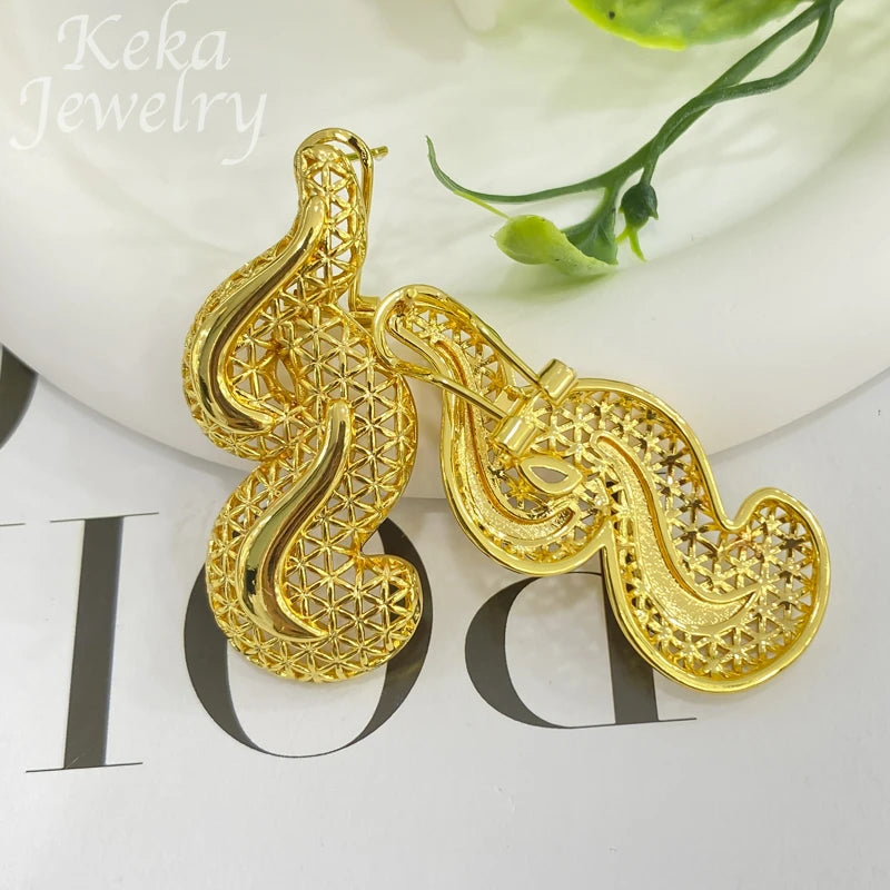 Dubai Golden Jewelry Sets for Women Luxury Italian Bridal Necklace Pendant Earrings Wedding Party Accessories Lady Gifts