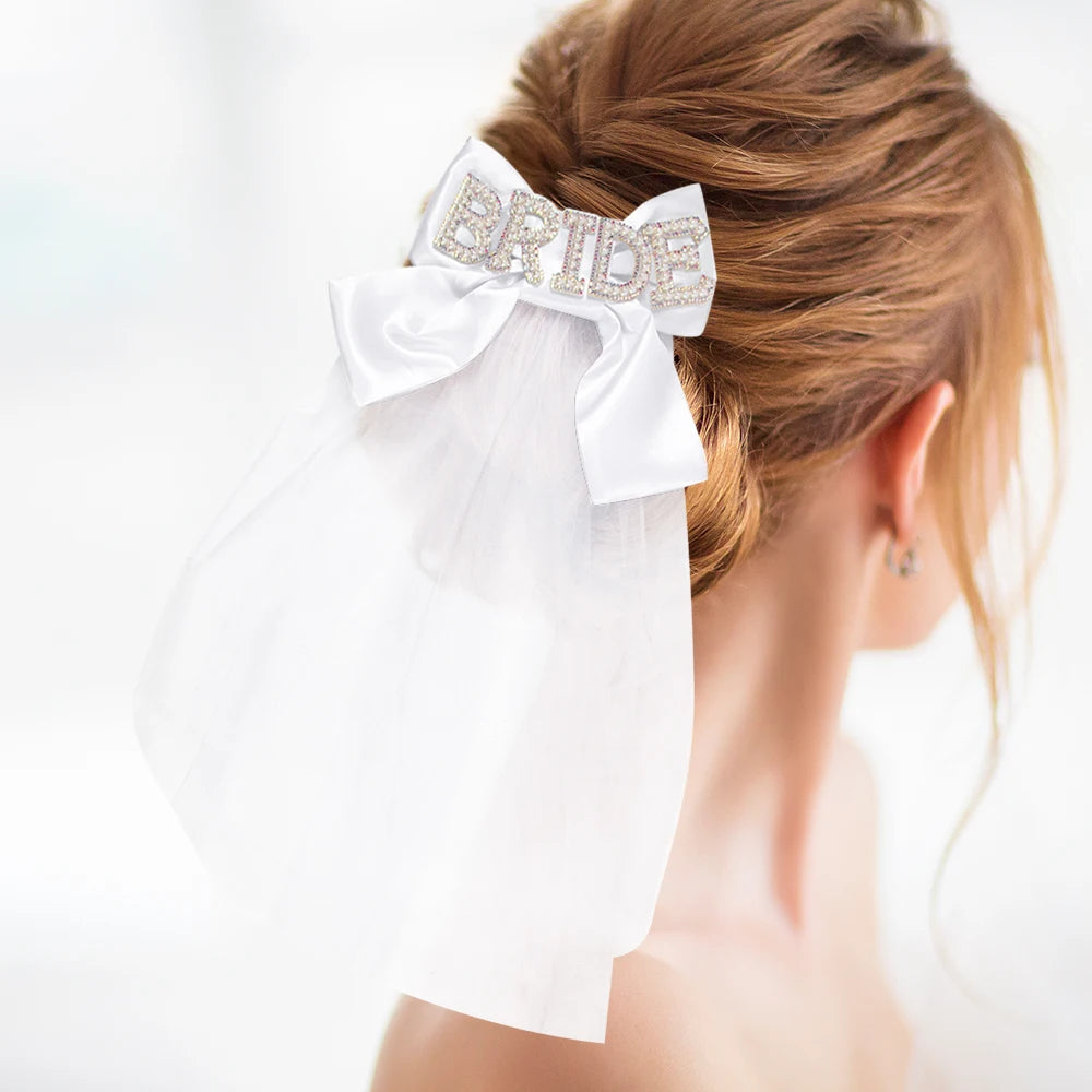 Elegant Bridal Wedding Headdres Bride Headband with Veil Bridal Shower Bride to Be Gift Bachelorette Party Decor Hair Accessorie