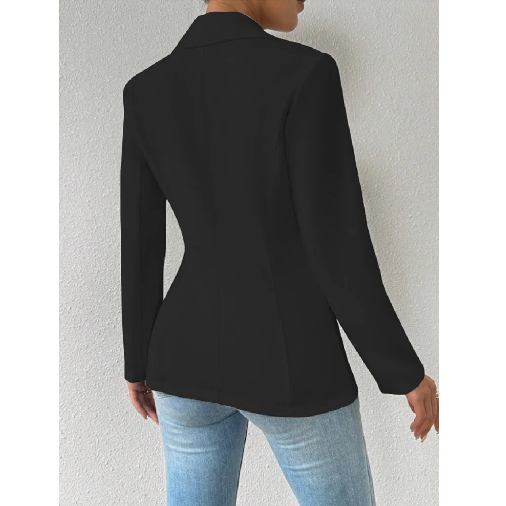 Women's Elegant Blazers Long Sleeve Solid Formal Blazer Ladies Office Work Set Single Button Outerwears Jackets Coat