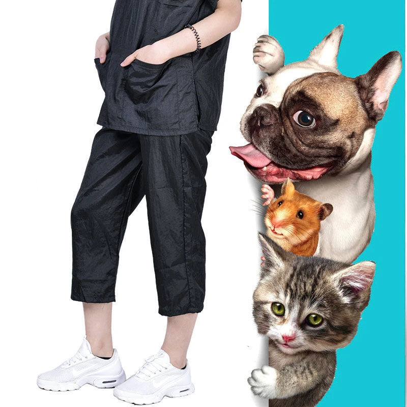 Pet Shop Grooming Clothing Waterproof Pants Breathable Anti Hair Trousers Hair Salon Hairdresser Uniforms Barber Work Clothes