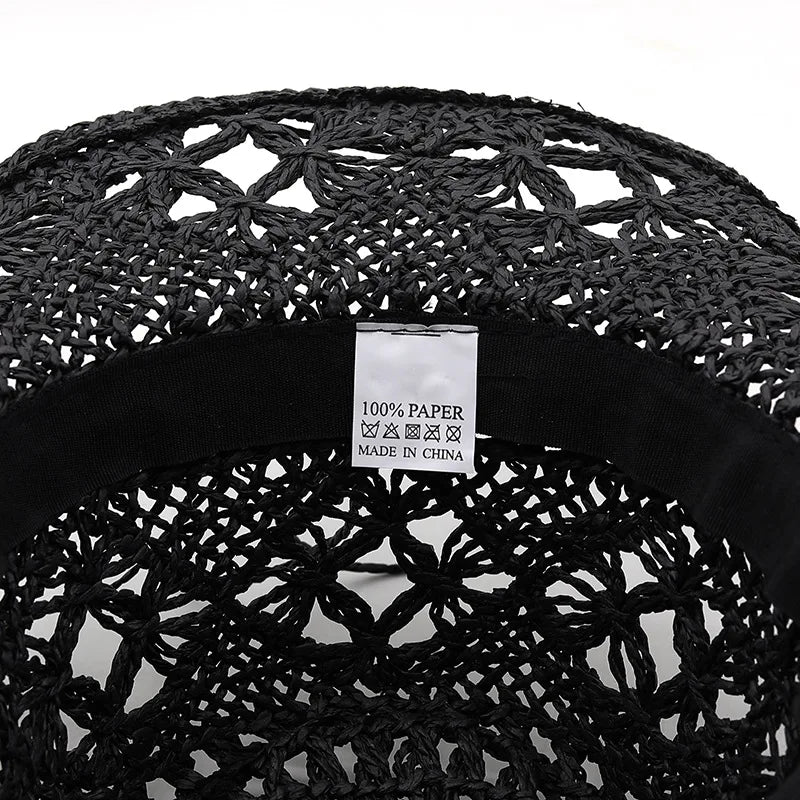 Straw Western Cowboy Hat for Women Men Classic Vintage Hollow Out Unisex Curled Wide Brim Sun Hat Fishing Hat Climbing Cap