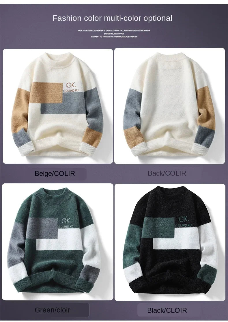 Sweater Men's Autumn/winter Crewneck Bottom Knit Men's Soft Waxy Thermal Top Men's Sweater Jumper Comfortable Stylish