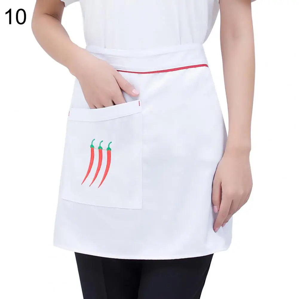 Kitchen Cooking Apron Unisex Striped Plaid Apron With Pocket Waterproof Men Women Waist Apron For Restaurant Bar Short Pinafore