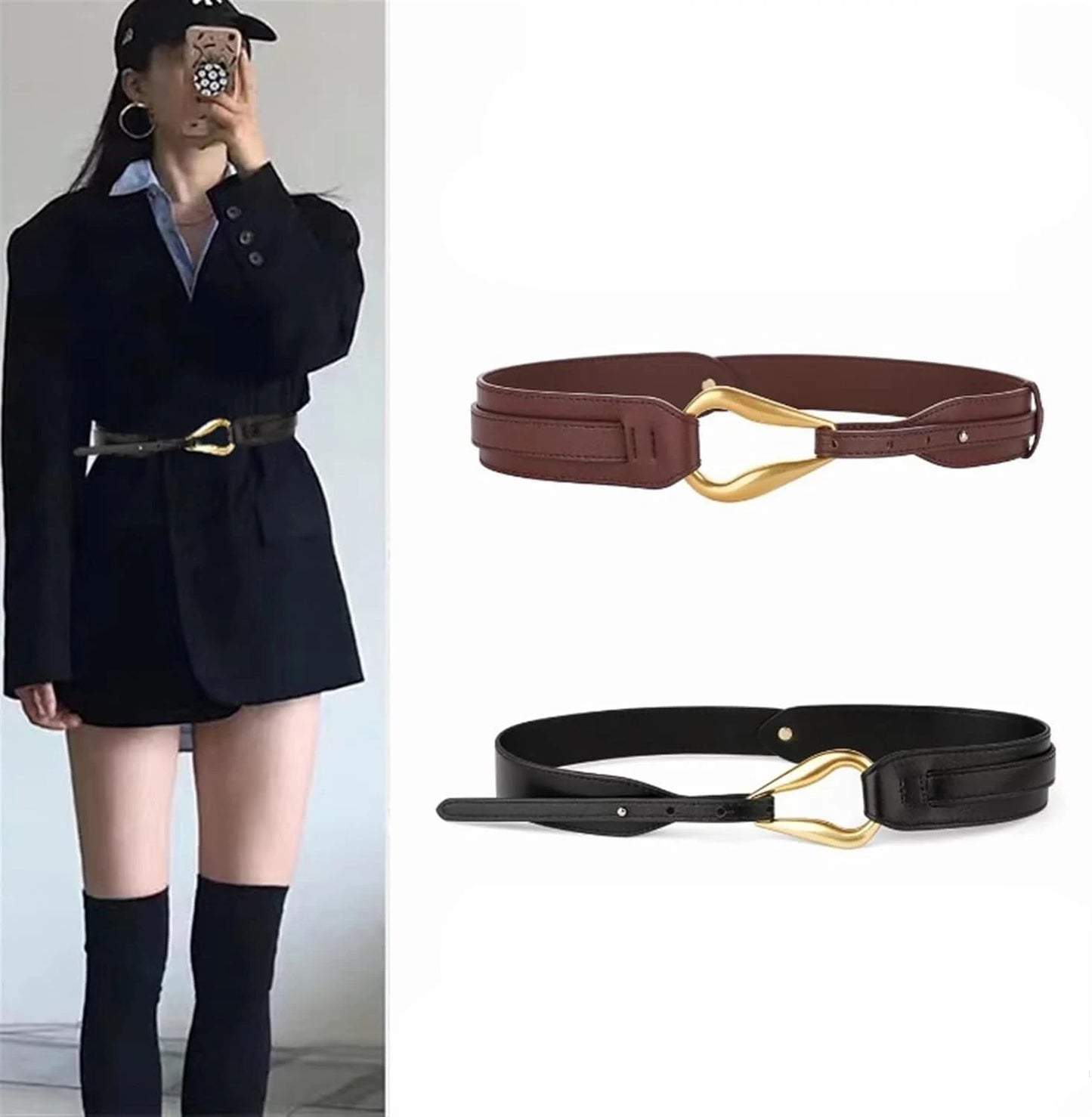 Belt Woman for Dress Brand Leather Luxury Designer Women Suit Outerwear Western Elegant Belt for Women's SweaterCoat Accessories