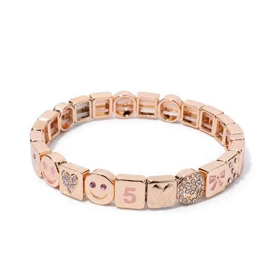 Happy Bowknot Bracelets For Women Gold Sliver Color Zinc Alloy Inlaid Diamond Beaded Elastic Bracelets