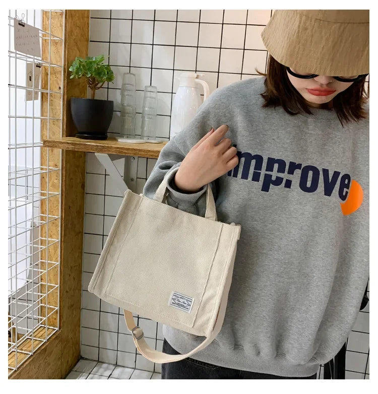 Women Handbag Simple Corduroy Portable Large Capacity HandBag Ins Fashion Trend Small Square Handbag Single Shoulder Bags