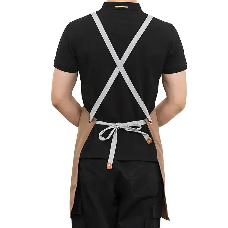 Kitchen Apron Waterproof Perfessional Kitchen Apron Restaurant Shop Waiter Work Uniform Women/Men With Pockets Cleaning Pinafore
