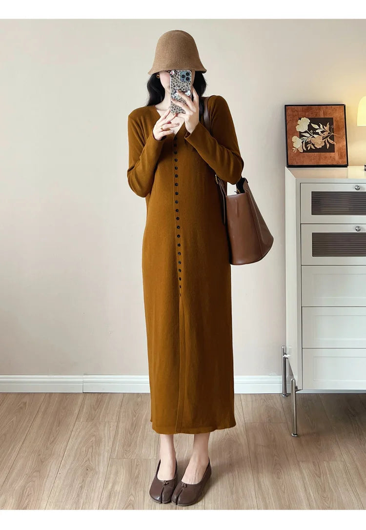 Maternity Dress for Pregnant Women  Knit Sweater Dress Cozy Loose Fit Elegant Autumn Pregnancy Outfit with Relaxed Vibes